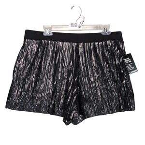 NWT Express Black Sequin Party 2.5" Shorts Women's L Elastic Waist Glam Showgirl